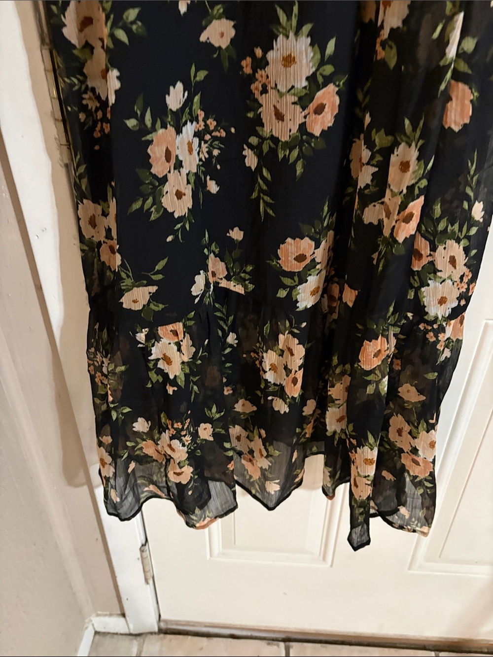 Old Navy Black Floral Maxi Slip Dress with Peach Blooms - Picture 3 of 7